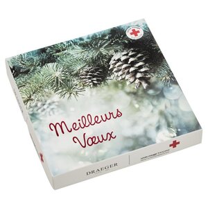 Lot de 6 cartes de voeux avec enveloppe  coffret croix-rouge meilleurs voeux - sapin - draeger paris