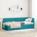 vidaXL Cadre de lit d'angle Turquoise 80 x 200 cm Velours