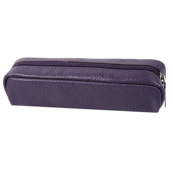 Trousse fourre tout rectangle 20 x 4.5 x 6 cm cuir grainé - violet