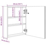 vidaXL Armoire de salle de bain à miroir LED Gris brillant 50x14x60 cm