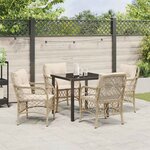 vidaXL Ensemble de salle à manger pour jardin 5 Pièces Beige Poly rotin