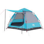 vidaXL Tente de camping cabine 4 personnes bleu libération rapide