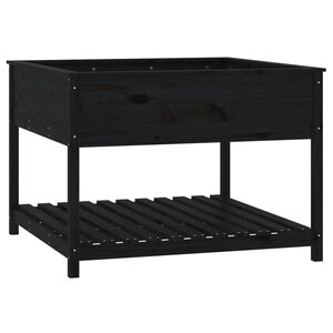 vidaXL Jardinière et étagère Noir 111 5x111 5x81 cm Bois massif de pin