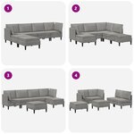 vidaXL Ensemble de meubles pour le salon 6 Pièces Gris clair Velours