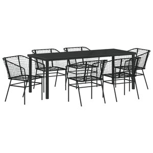 vidaXL Set de salle à manger de jardin 7 pièces en poly rattan noir