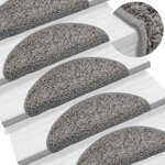 vidaXL Tapis d'escalier 30 pièces 56 x 17 x 3 cm Gris Demi-rond