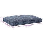 vidaXL Coussin de canapé sur palette Impression indigo tissu