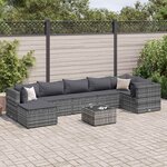 vidaXL Salon de jardin 8 Pièces avec coussins Gris Résine tressée