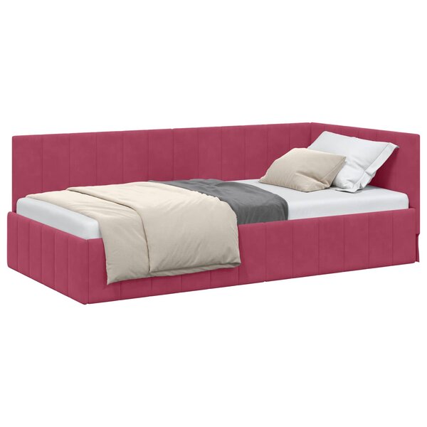 vidaXL Cadre de lit d'angle Bordeaux 100 x 200 cm Velours