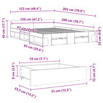 vidaXL Cadre de lit et tiroirs chêne fumé 120x200 cm bois d'ingénierie