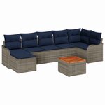 vidaXL Ensemble de canapé de jardin avec coussin 8 Pièces Gris polyrotin