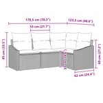 vidaXL Ensemble de jardin de 4 pièces avec coussins en poly rattan noir