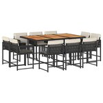 vidaXL Ensemble à manger de jardin 11 Pièces coussins noir résine tressée