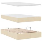 vidaXL Lit de rangement LED avec matelas Crème 120 x 190 cm Tissu