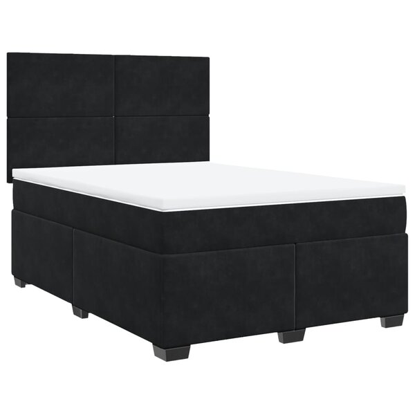 vidaXL Sommier à lattes de lit avec matelas Noir 140x200 cm Velours