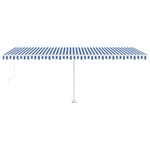 vidaXL Auvent automatique capteur de vent LED 600x350 cm Bleu et blanc