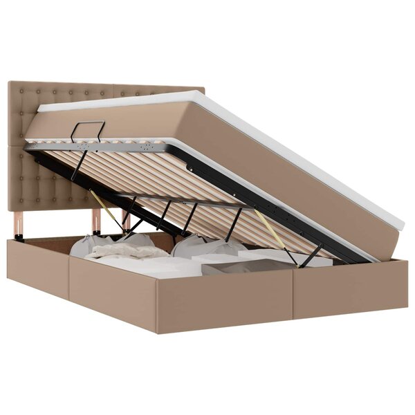 vidaXL Lit avec rangement et LED Cappuccino 140 x 190 cm Simili cuir