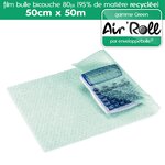 1 rouleau de film bulle d'air recycle largeur 50 cm x longueur 50 mètres - gamme air'roll green de la marque enveloppebulle