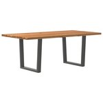 vidaXL Table à manger avec bord naturel 200x100x74cm bois massif chêne