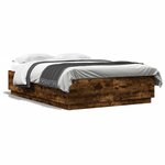 vidaXL Cadre de lit avec lumières LED chêne fumé 140x200 cm