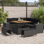 Ensemble de Canapé de Jardin 8 Pièces avec Coussins Noir