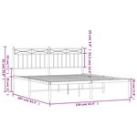 vidaXL Cadre de lit métal sans matelas et tête de lit blanc 150x200 cm