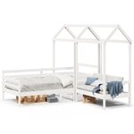 vidaXL Ensemble de lit de jour et de banc et toit sans matelas blanc