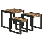 vidaXL Tables gigognes Marron et noir Bois massif de récupération