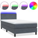vidaXL Sommier à lattes de lit et matelas et LED gris foncé 90x220 cm velours
