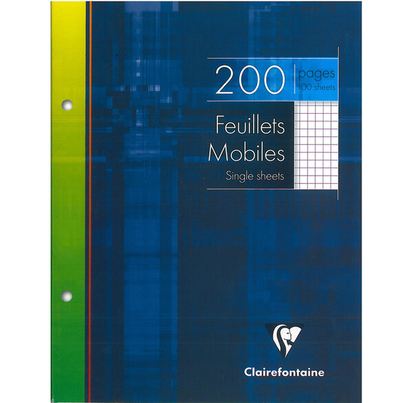 Paquet de 100 Feuillets Mobiles 17x22 cm 90g 200 Pages Q.5x5 CLAIREFONTAINE
