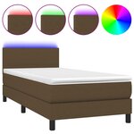 vidaXL Sommier à lattes de lit et matelas et LED Marron foncé 90x190cm
