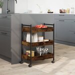vidaXL Chariot de cuisine chêne fumé 50x30x70 cm bois d'ingénierie