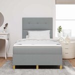 vidaXL Lit à ressort LED avec matelas Gris clair 120 x 200 cm tissu