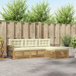 vidaXL Ensemble de canapés d'extérieur 4 pc Blanc et crème Polyester