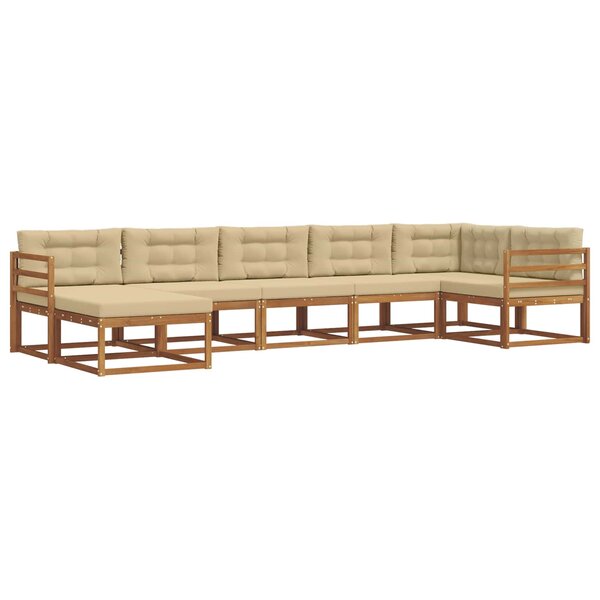 vidaXL Ensemble de canapés d'extérieur 7 pc Naturel et Beige