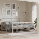 vidaXL Cadre de lit métal sans matelas et pied de lit blanc 183x203 cm