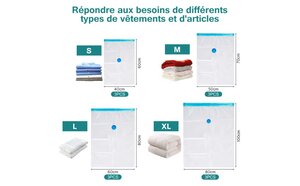 Set de 12 housses de rangement sous vide avec pompe  (3 maxi  3L  3M  3S)