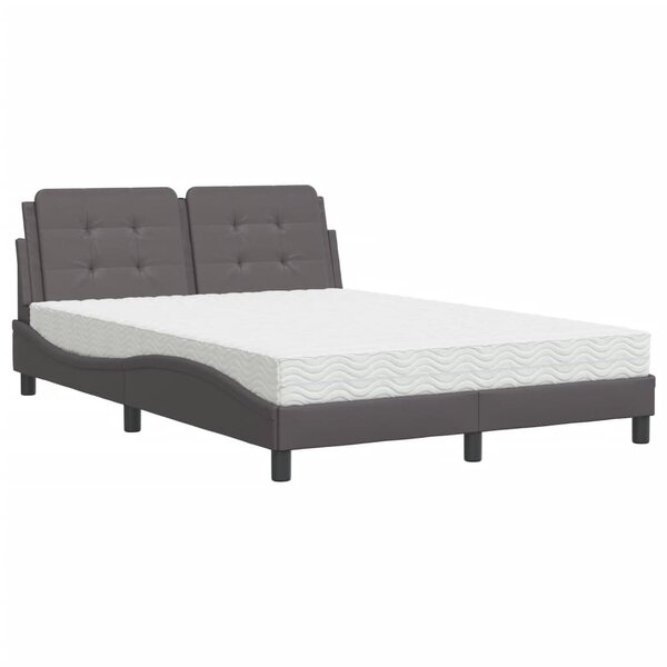 vidaXL Lit avec matelas gris 140x190 cm similicuir