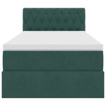 vidaXL Lit de rangement LED avec matelas Vert foncé 90 x 200 cm