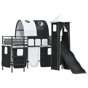 vidaXL Lit mezzanine pour enfants Noir 74 5 x 190 cm Métал