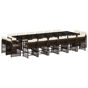 vidaXL Ensemble à manger de jardin et coussins 17 Pièces marron rotin