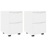 vidaXL Tables de chevet avec tiroir 2 Pièces Blanc 30 5 x 30 x 43 cm