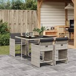 vidaXL Ensemble à manger de jardin et coussins 5 Pièces gris clair rotin