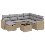 vidaXL Salon de jardin avec coussins 8Pièces mélange beige résine tressée