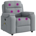 vidaXL Fauteuil de massage inclinable Gris clair Tissu