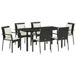 vidaXL Ensemble de salle à manger pour jardin 7 Pièces Noir polyrotin