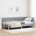 vidaXL Cadre de lit d'angle avec tête de lit Gris clair 90 cm x 190 cm