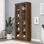 vidaXL Armoire à vitrine Chêne brun 82 5x30 5x185cm Bois ingénierie