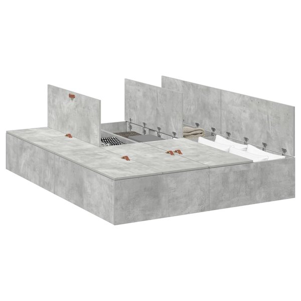 vidaXL Cadre de lit avec rangement Gris béton 140 x 190 cm