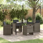 vidaXL Ensemble de jardin de 5 pièces avec coussins en rattan poly gris